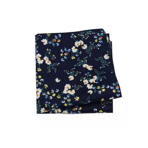 Lowry Dark Blue Floral Tie & Pocket Square Set