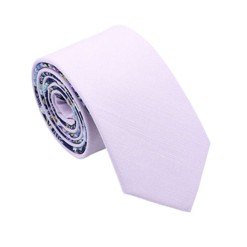Lilac Two-Tone Solid & Purple Floral Tail Tie
