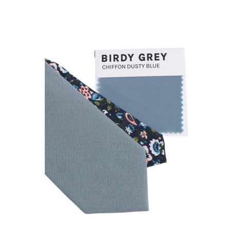 Dusty Blue Solid Front with Floral Print Tail Tie
