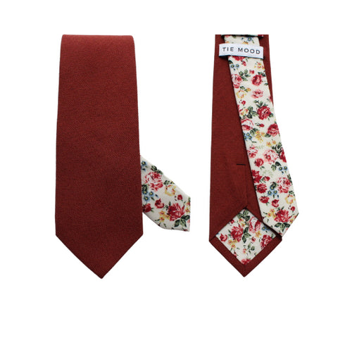 Cinnamon Solid & Floral Tie
