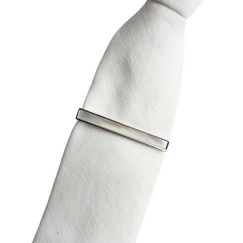 Briar White Shell Tie Clip