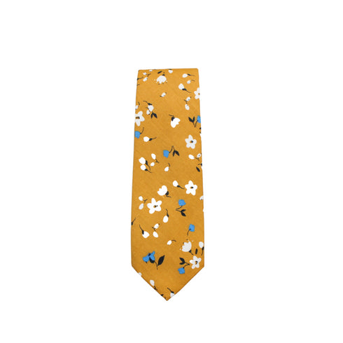 Ember Marigold Yellow Floral Skinny Tie
