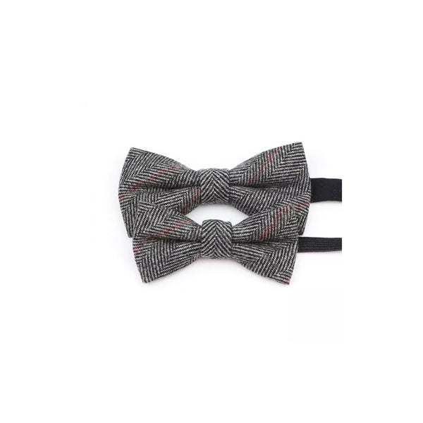Gray & Black Stripes Wool Bow Tie
