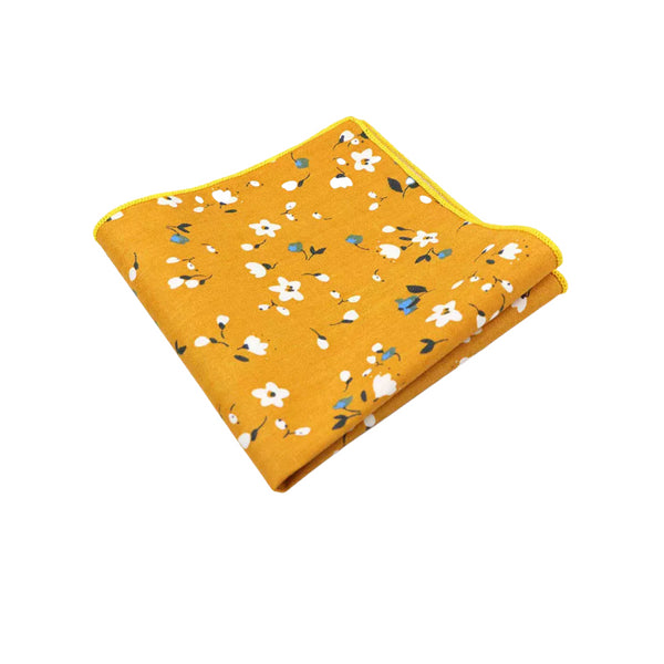 Ember Marigold Yellow Floral Pocket Square