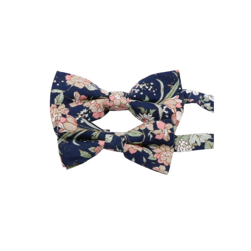Kyrie Navy Blue Floral Adult Pre-Tied Bow Tie