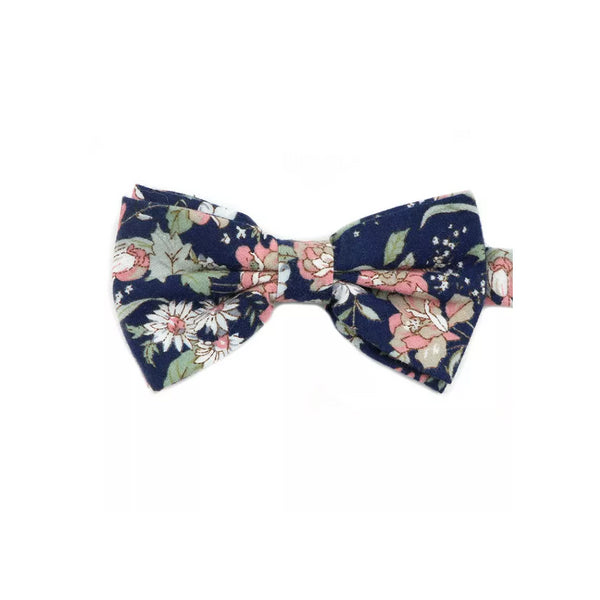 Kyrie Navy Blue Floral Adult Pre-Tied Bow Tie