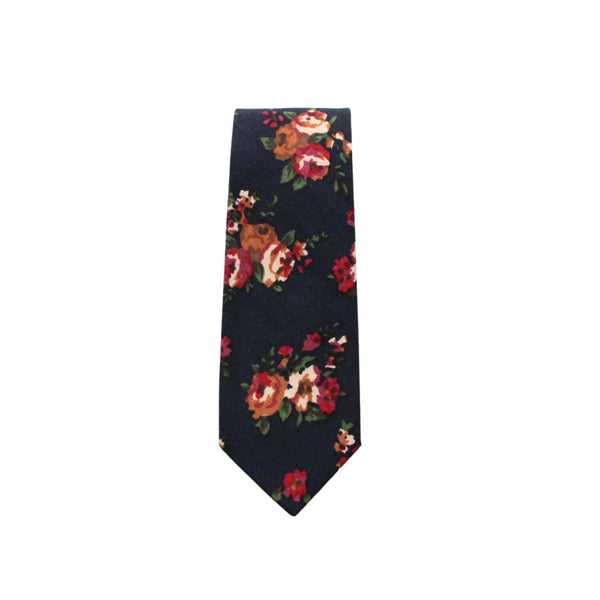 Hadley Black & Red Floral Skinny Tie