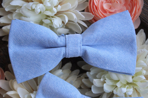 Quinn Sky Blue Solid Adult Pre-Tied Bow Tie