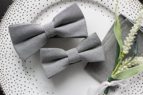 Anniston Solid Gray Adult Pre-Tied Bow Tie