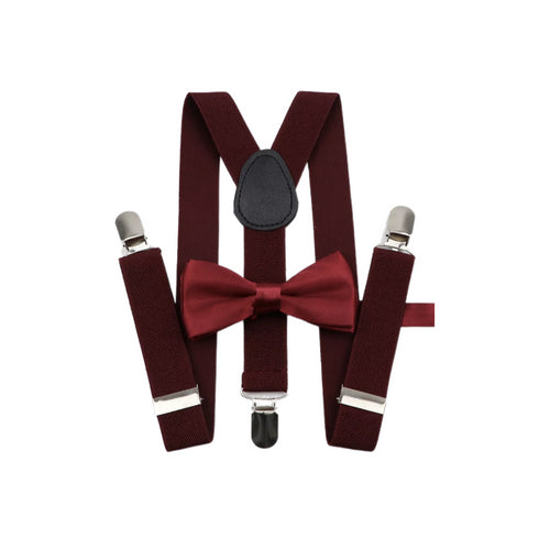Black Tuxedo Suspenders with Bow Tie Adults