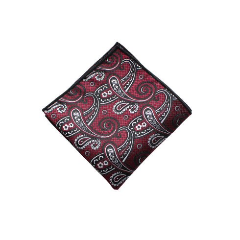 Burgundy Paisley Long-Tail Bow Tie & Pocket Square Set