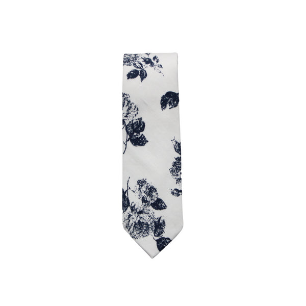 Reese White & Navy Floral Skinny Tie
