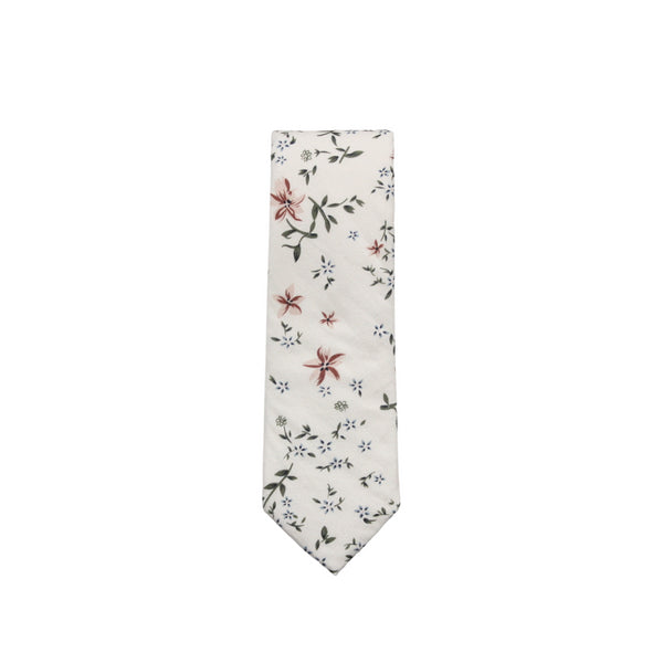 Remy Cream Floral Skinny Extra Long Tie