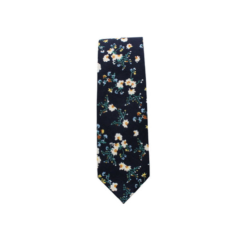 Lowry Dark Blue Floral Tie & Pocket Square Set