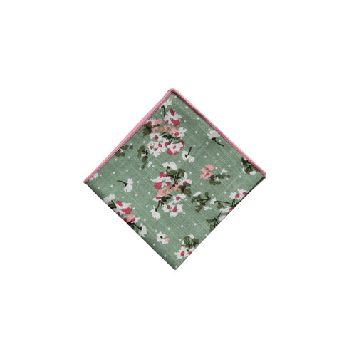 Taylor Sage Floral Cotton Pocket Square