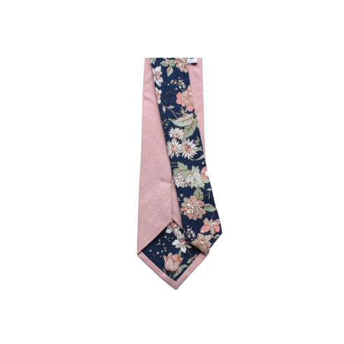 Kyrie Two-Tone Dusty Rose Solid & Dark Blue Floral Tail