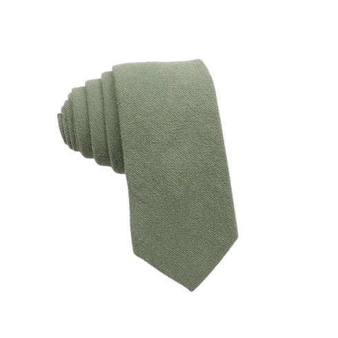 Olive Green Solid Cotton Skinny Tie