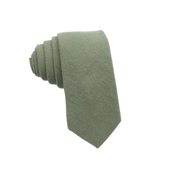 Olive Green Solid Cotton Kid's Tie