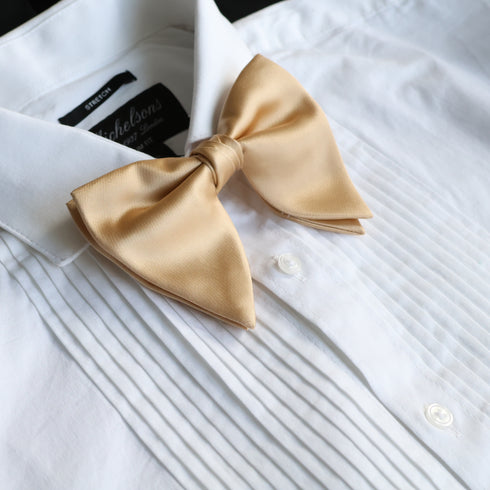 Gold Oversized Satin Bow Tie & Pocket Square Set – Tie Mood