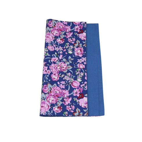Royal Blue Two-Tone Solid & Floral Pocket Square
