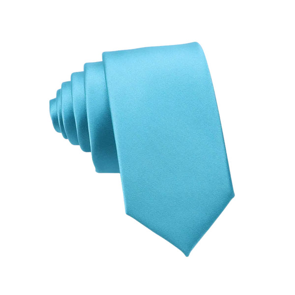 Malibu Blue Satin Slim Tie