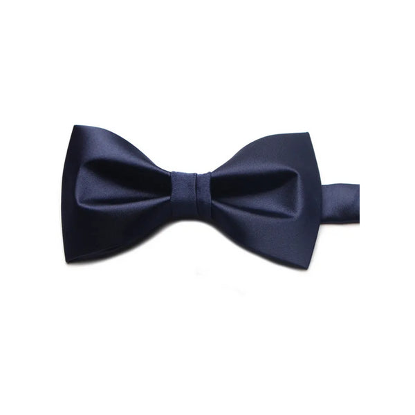 Navy Blue Boxy Satin Bow Tie