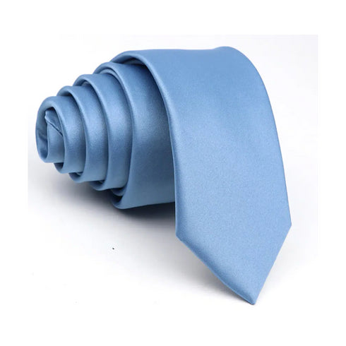 Steel Blue Solid Satin Slim Tie