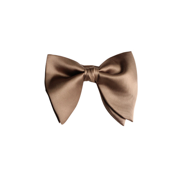 Taupe Brown Oversized Satin Bow Tie